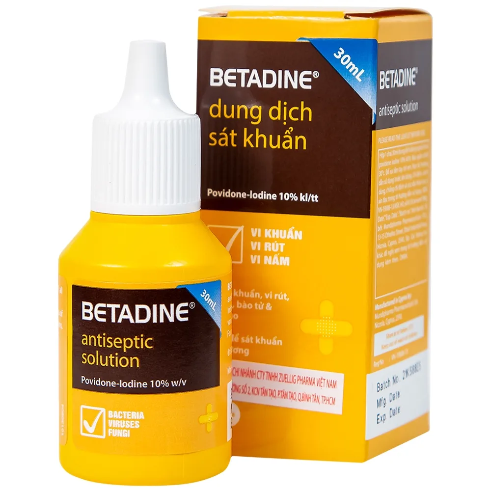 Hình ảnh Dung dịch sát khuẩn Betadine Antiseptic Solution hỗ trợ sát khuẩn vết thương (30ml)