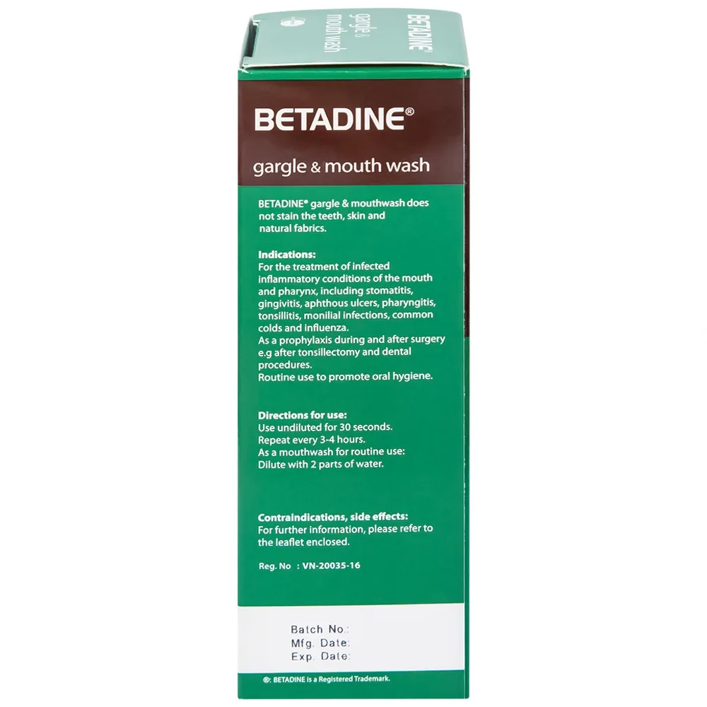 Hình ảnh Thuốc súc họng, súc miệng Betadine Gargle and Mouthwash điều trị viêm và nhiễm khuẩn miệng, họng (125ml)
