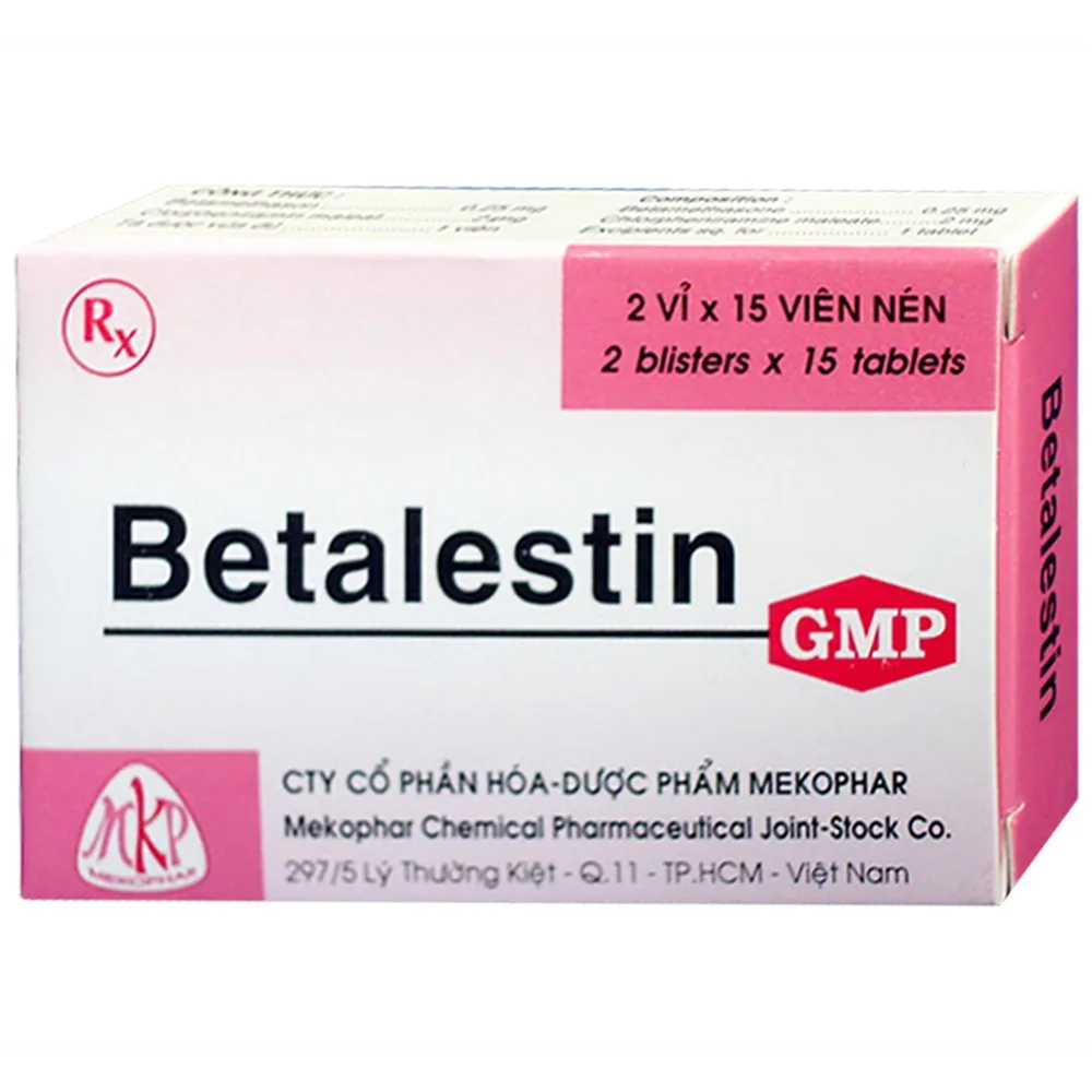 Hình ảnh Thuốc Betalestin Mekophar điều trị viêm mũi dị ứng (2 vỉ x 15 viên)