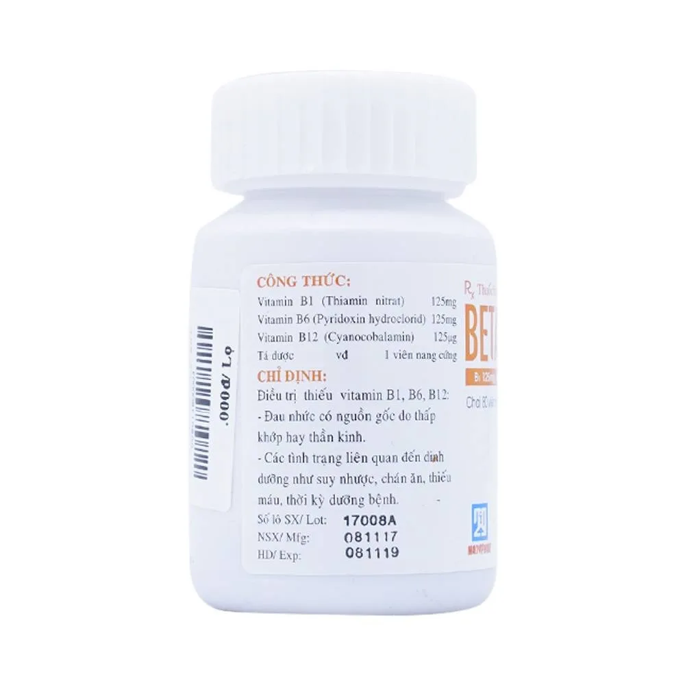 Hình ảnh Thuốc Betalgine Nadyphar điều trị thiếu vitamin B1, B6, B12 (80 viên)