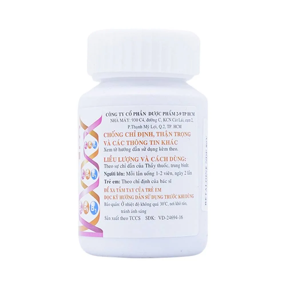 Hình ảnh Thuốc Betalgine Nadyphar điều trị thiếu vitamin B1, B6, B12 (80 viên)