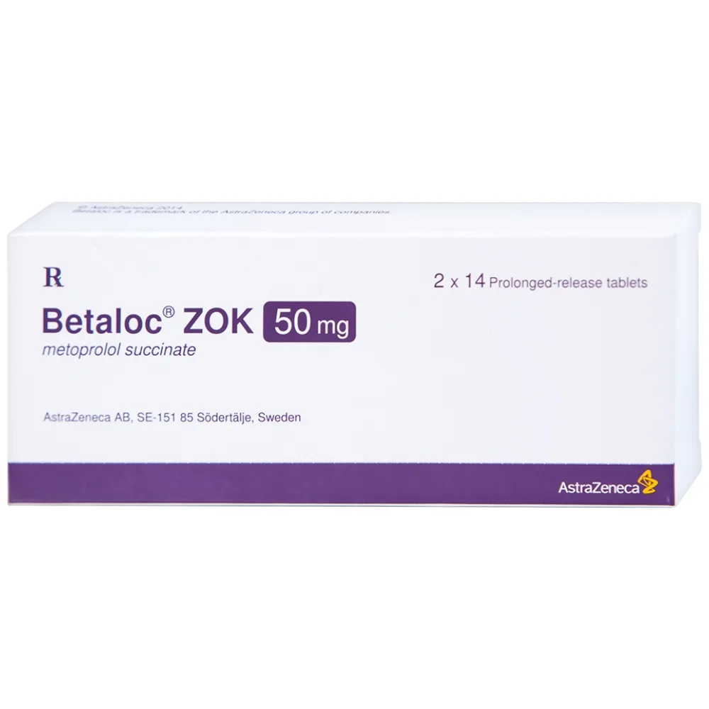 Hình ảnh Thuốc Betaloc Zok 50mg AstraZeneca điều trị tăng huyết áp (2 vỉ x 14 viên)