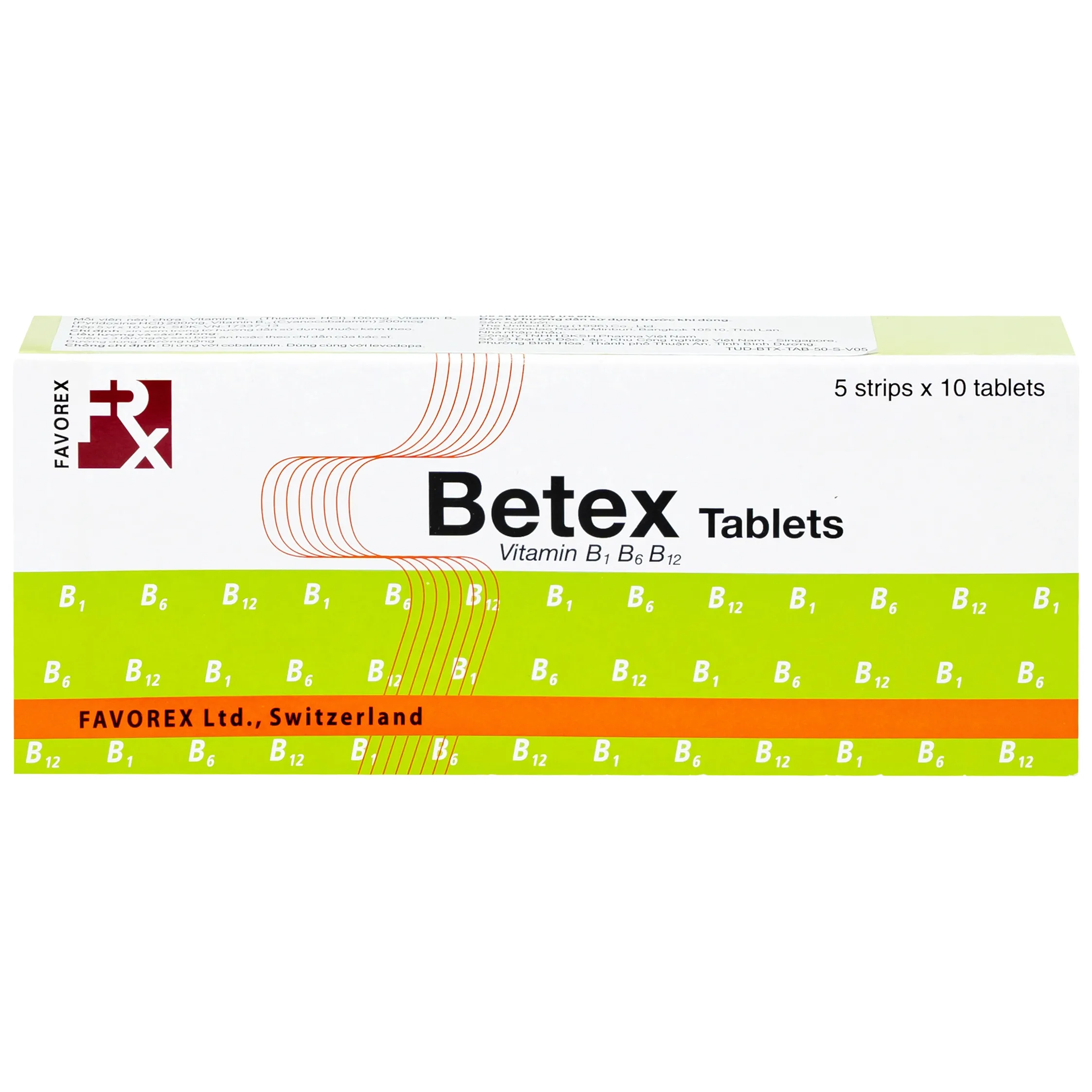Hình ảnh Thuốc Betex Favorex bổ sung vitamin B1, B6, B12 (5 vỉ x 10 viên)