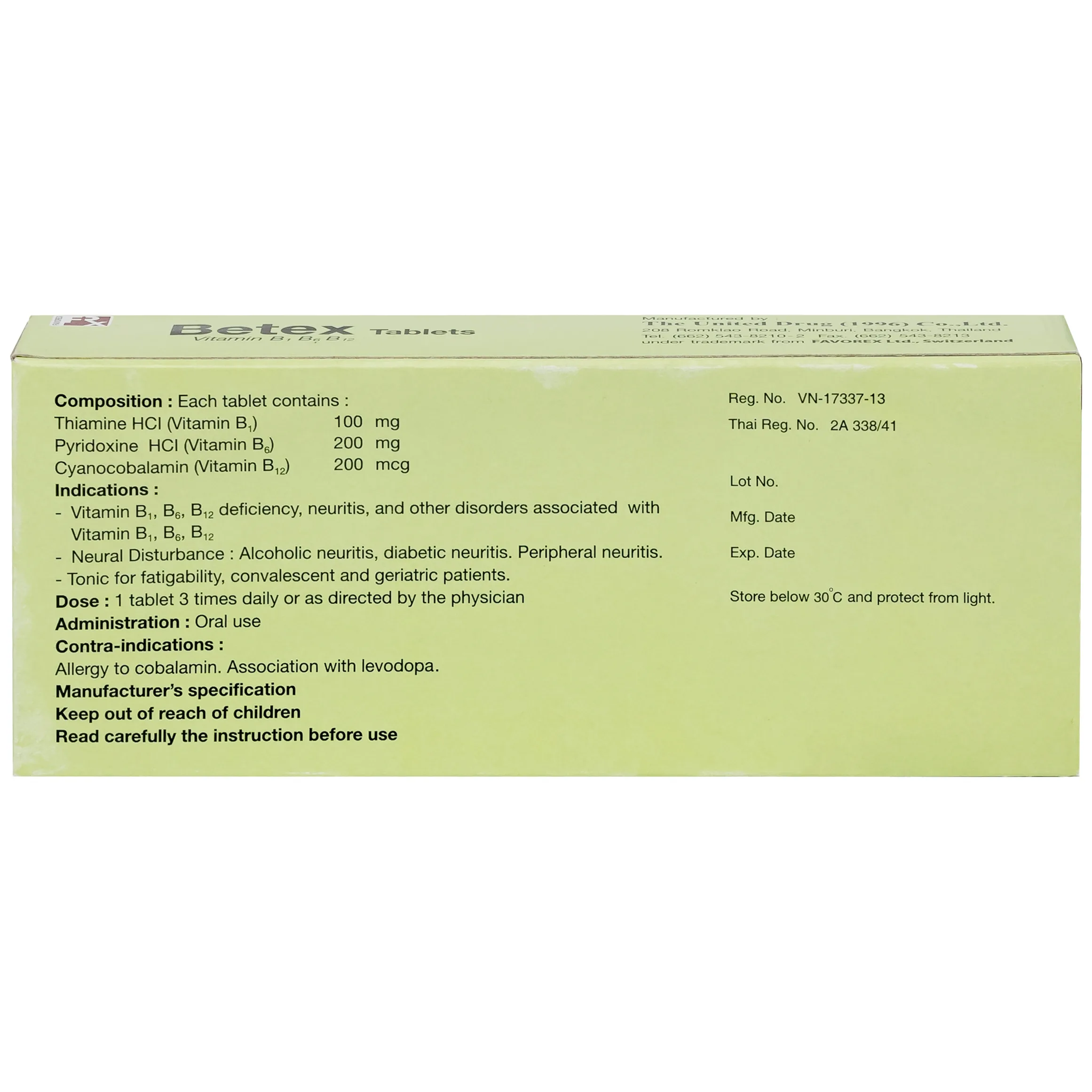 Hình ảnh Thuốc Betex Favorex bổ sung vitamin B1, B6, B12 (5 vỉ x 10 viên)