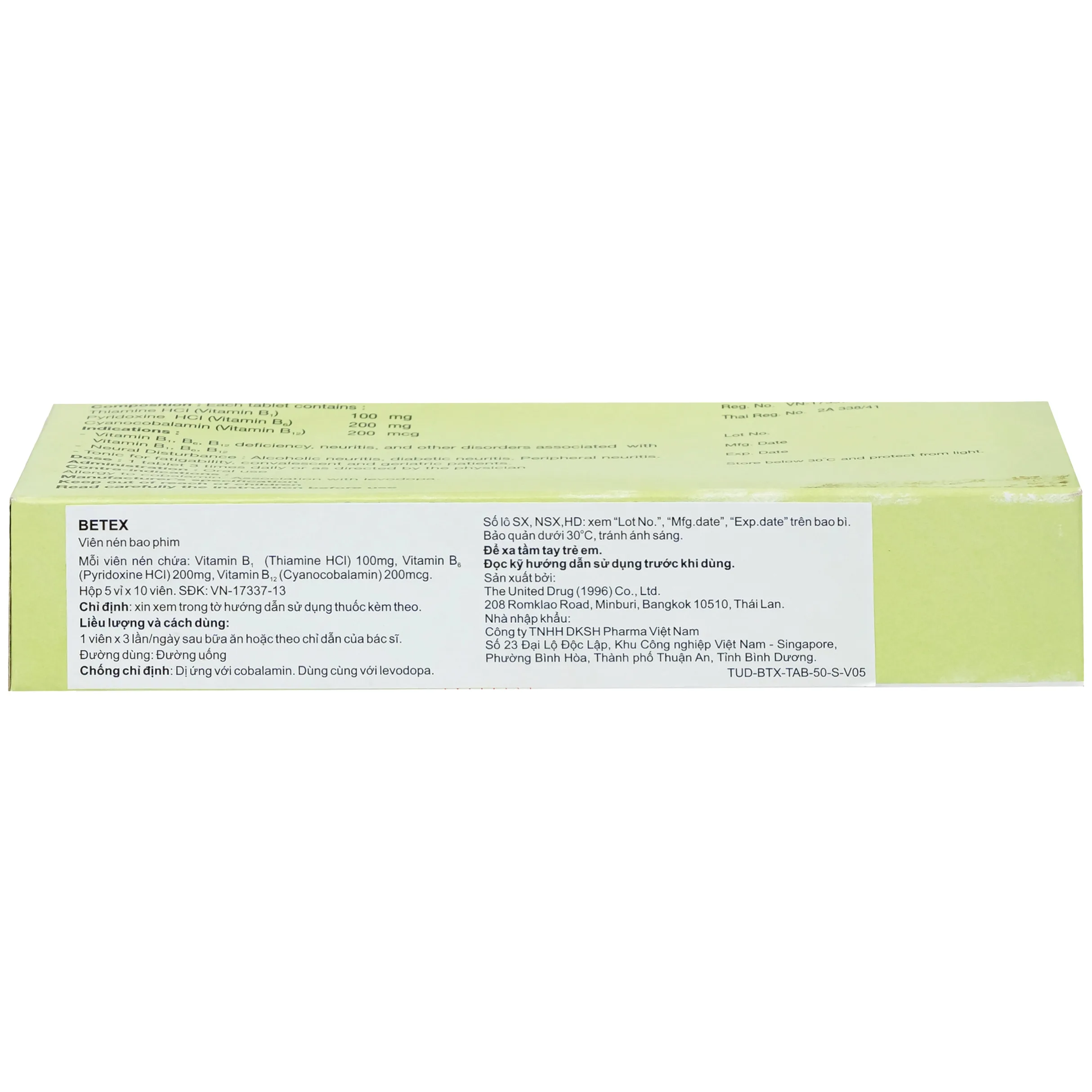 Hình ảnh Thuốc Betex Favorex bổ sung vitamin B1, B6, B12 (5 vỉ x 10 viên)