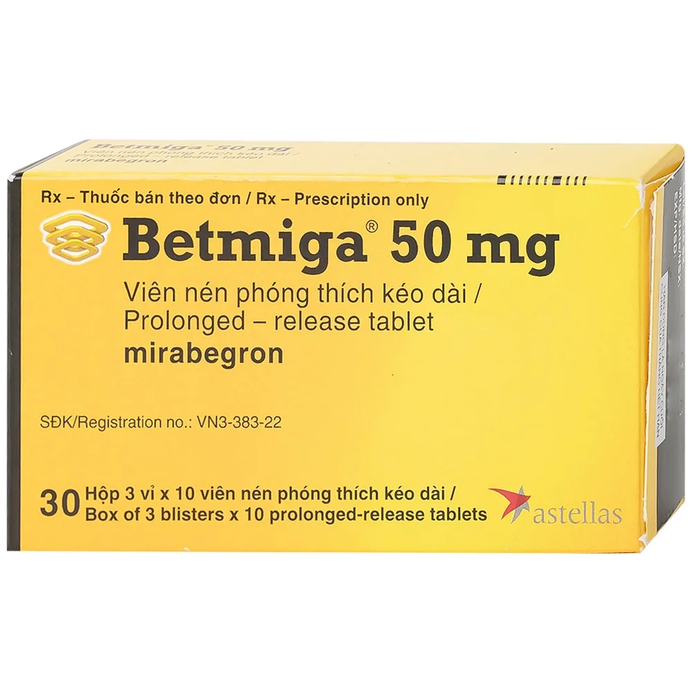 Hình ảnh Thuốc Betmiga 50mg Astellas điều trị triệu chứng tiểu gấp (3 vỉ x 10 viên)