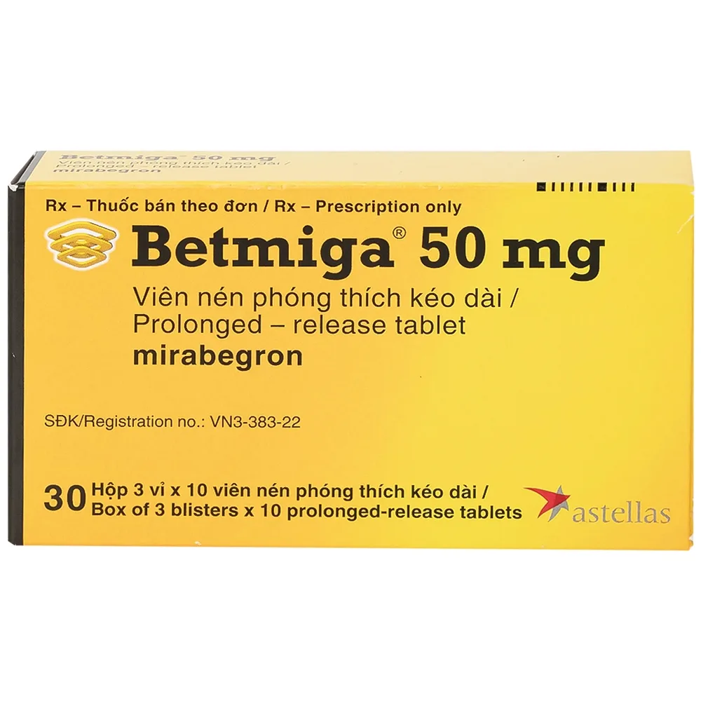 Hình ảnh Thuốc Betmiga 50mg Astellas điều trị triệu chứng tiểu gấp (3 vỉ x 10 viên)