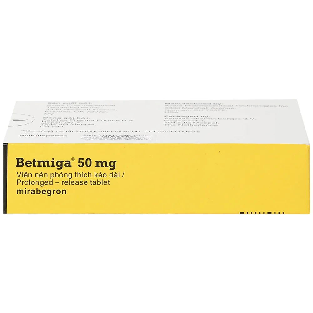 Hình ảnh Thuốc Betmiga 50mg Astellas điều trị triệu chứng tiểu gấp (3 vỉ x 10 viên)