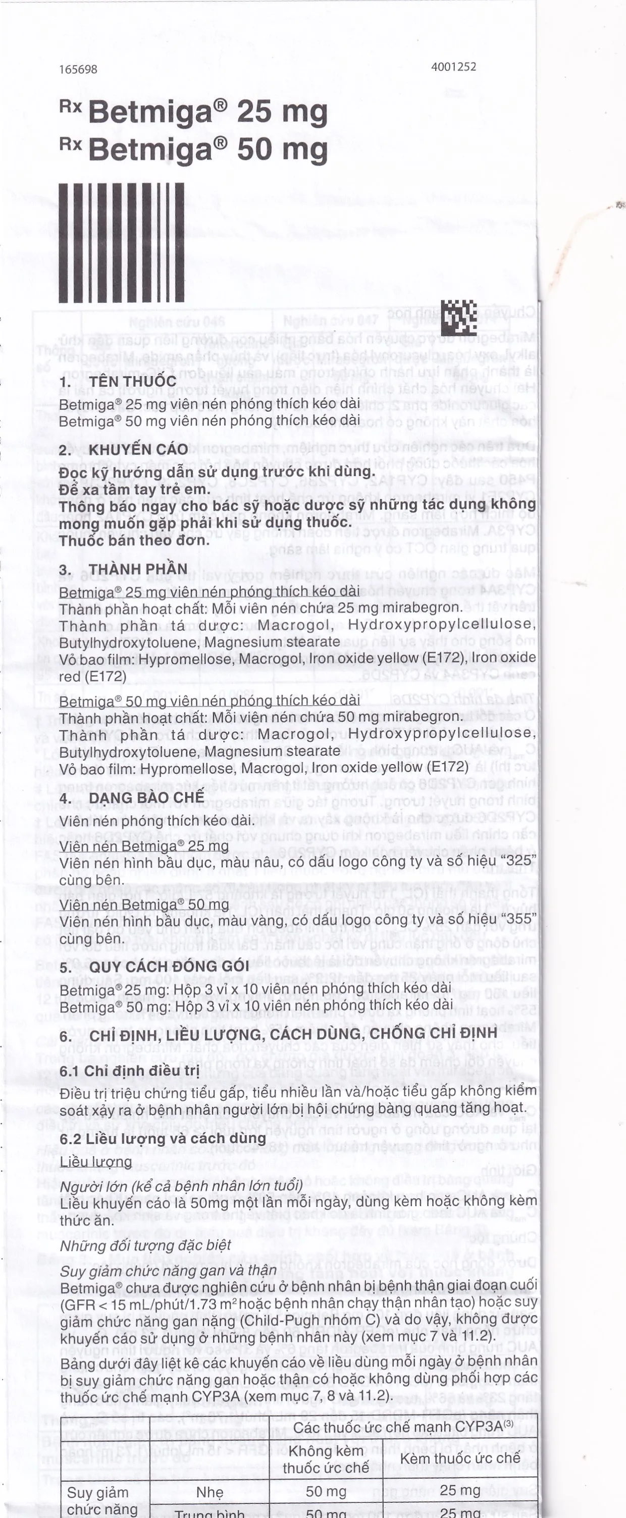 Hình ảnh Thuốc Betmiga 50mg Astellas điều trị triệu chứng tiểu gấp (3 vỉ x 10 viên)