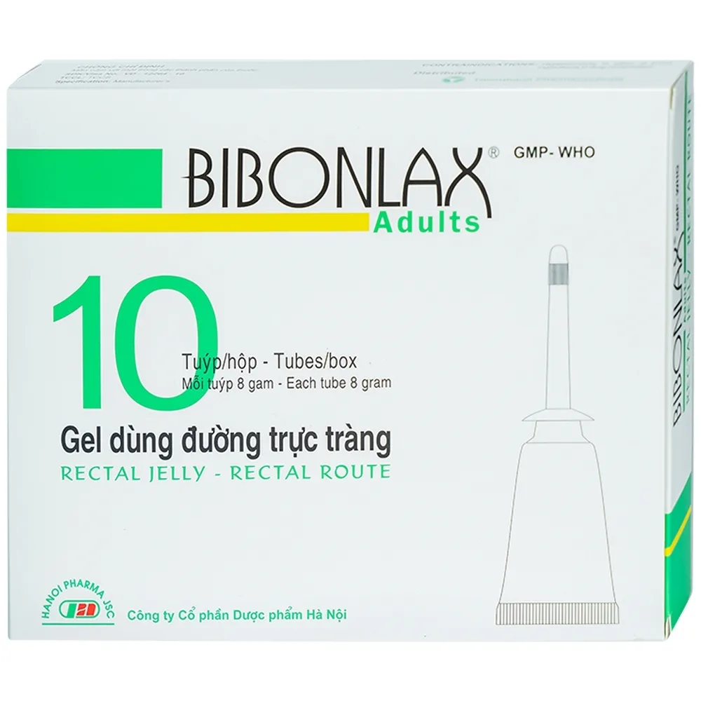 Hình ảnh Gel dùng đường trực tràng Bibonlax Adults Hanoi Pharma điều trị táo bón (10 ống x 8g)