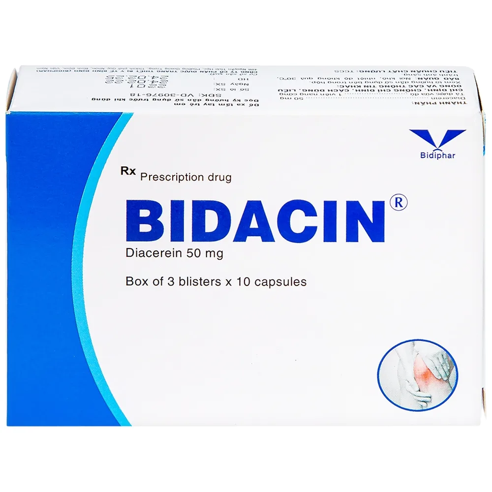 Hình ảnh Thuốc Bidacin 50mg Bidiphar điều trị thoái hóa khớp hông hoặc gối (3 vỉ x 10 viên)