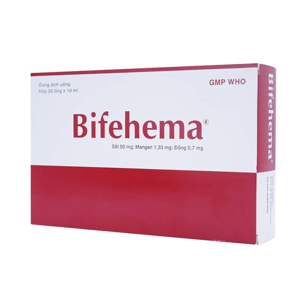 Hình ảnh Dung dịch Bifehema Bidiphar điều trị thiếu máu do thiếu sắt (20 ống x 10ml)