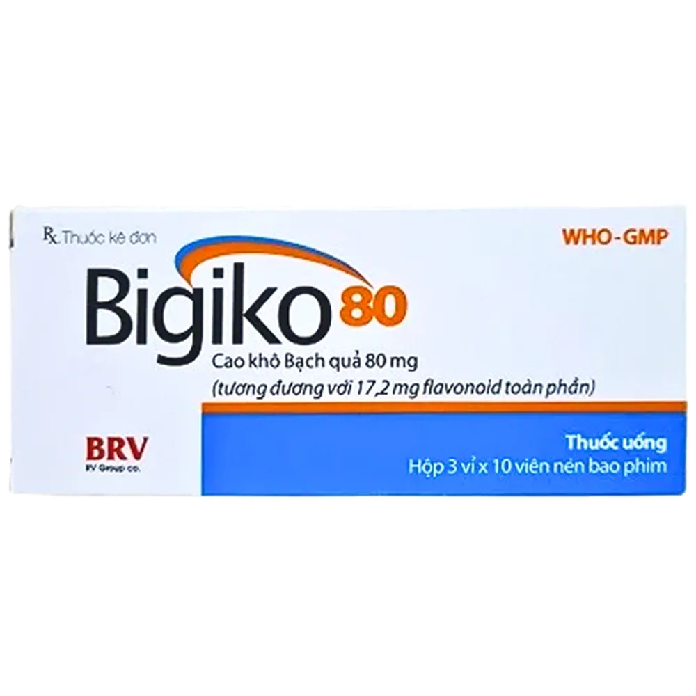 Hình ảnh Thuốc Bigiko 80 BRV điều trị thiểu năng tuần hoàn não (3 vỉ x 10 viên)