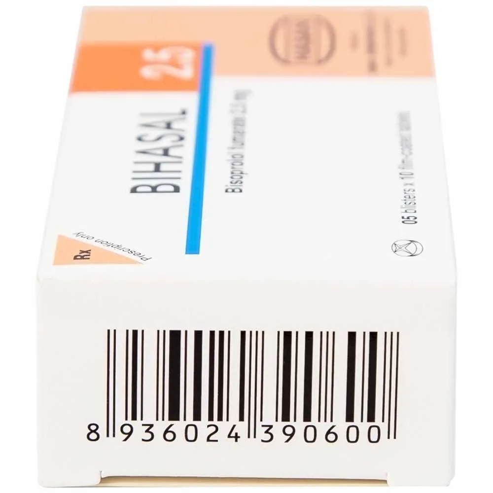 Hình ảnh Thuốc Bihasal 2.5 Hasan điều trị tăng huyết áp, đau thắt ngực, suy tim mạn tính ổn định (5 vỉ x 10 viên)