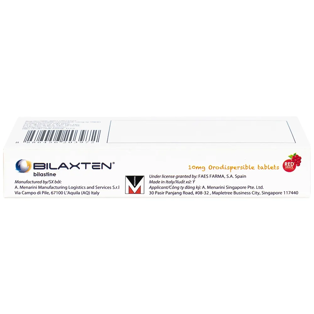 Hình ảnh Thuốc Bilaxten 10mg Menarini điều trị viêm mũi dị ứng, mày đay (1 vỉ x 10 viên)