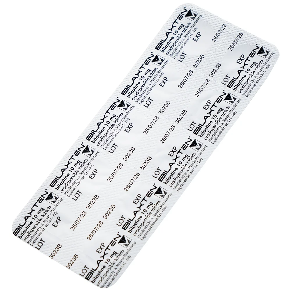 Hình ảnh Thuốc Bilaxten 10mg Menarini điều trị viêm mũi dị ứng, mày đay (1 vỉ x 10 viên)