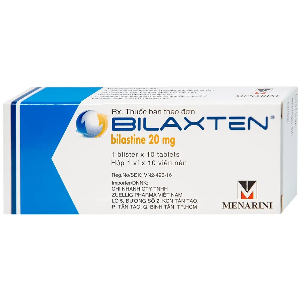 Hình ảnh Thuốc Bilaxten 20mg Menarini điều trị viêm mũi dị ứng, mày đay (1 vỉ x 10 viên)