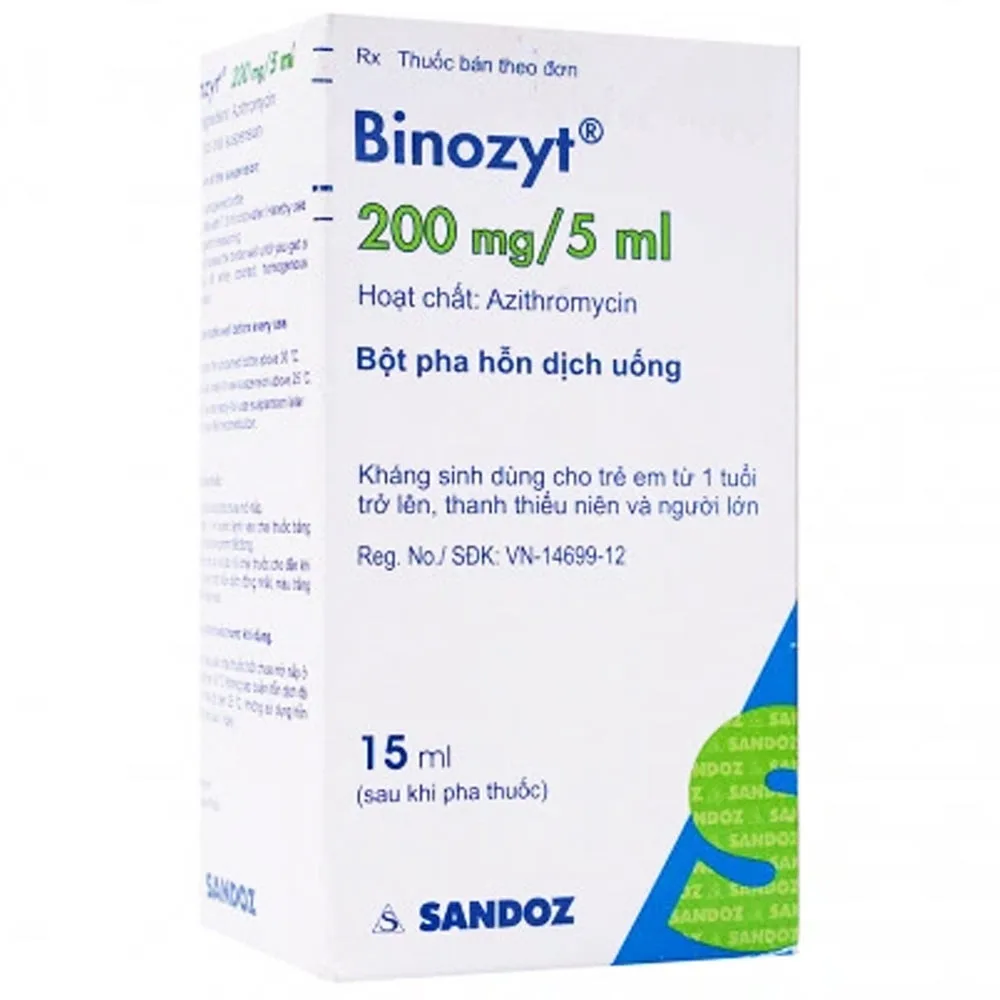 Hình ảnh Bột pha uống Binozyt 200mg/5ml Sandoz điều trị các nhiễm khuẩn, viêm xoang cấp (15ml)