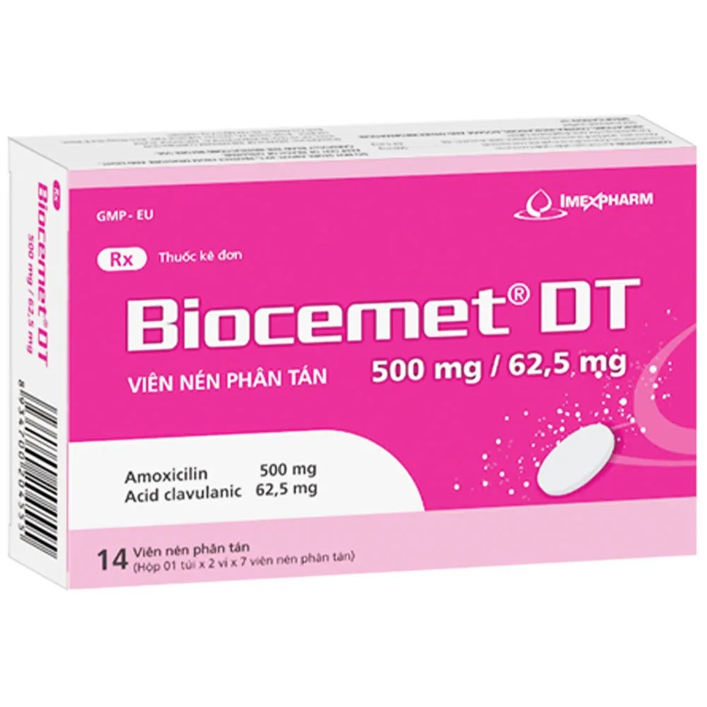 Hình ảnh Thuốc Biocemet DT 500mg/62,5mg Imexpharm điều trị viêm amiđan, viêm xoang, viêm tai giữa (14 viên)