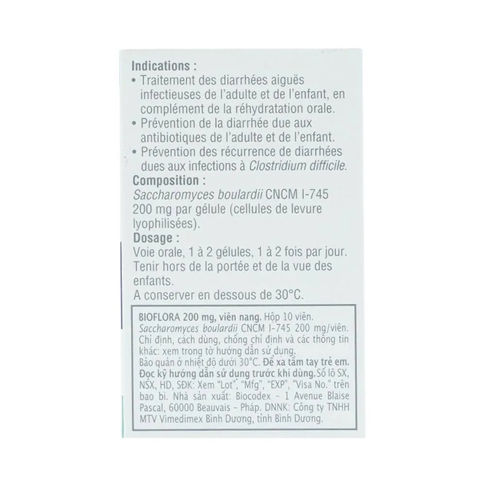 Hình ảnh Thuốc Bioflora 200mg Biocodex điều trị tiêu chảy (10 viên)