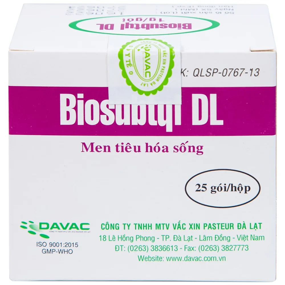 Hình ảnh Men tiêu hoá sống Biosubtyl DL Davac điều trị tiêu chảy, viêm đại tràng, rối loạn tiêu hoá (25 gói)