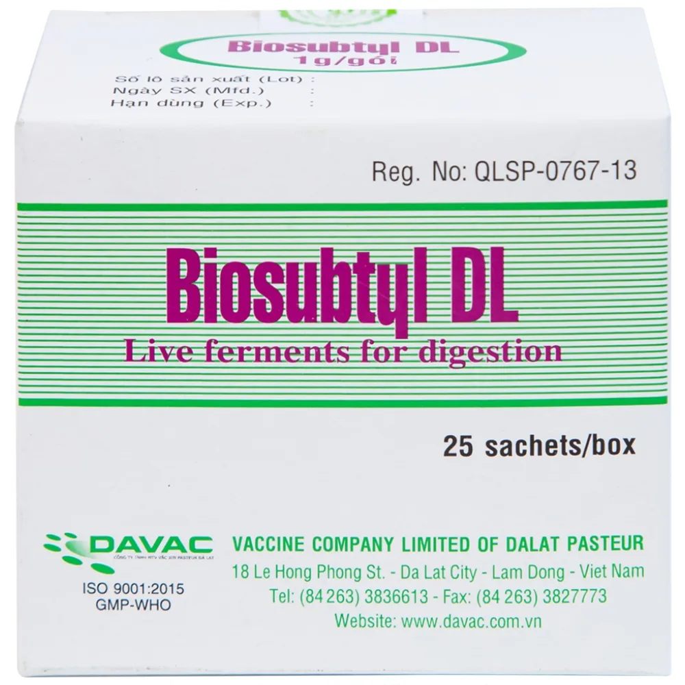 Hình ảnh Men tiêu hoá sống Biosubtyl DL Davac điều trị tiêu chảy, viêm đại tràng, rối loạn tiêu hoá (25 gói)