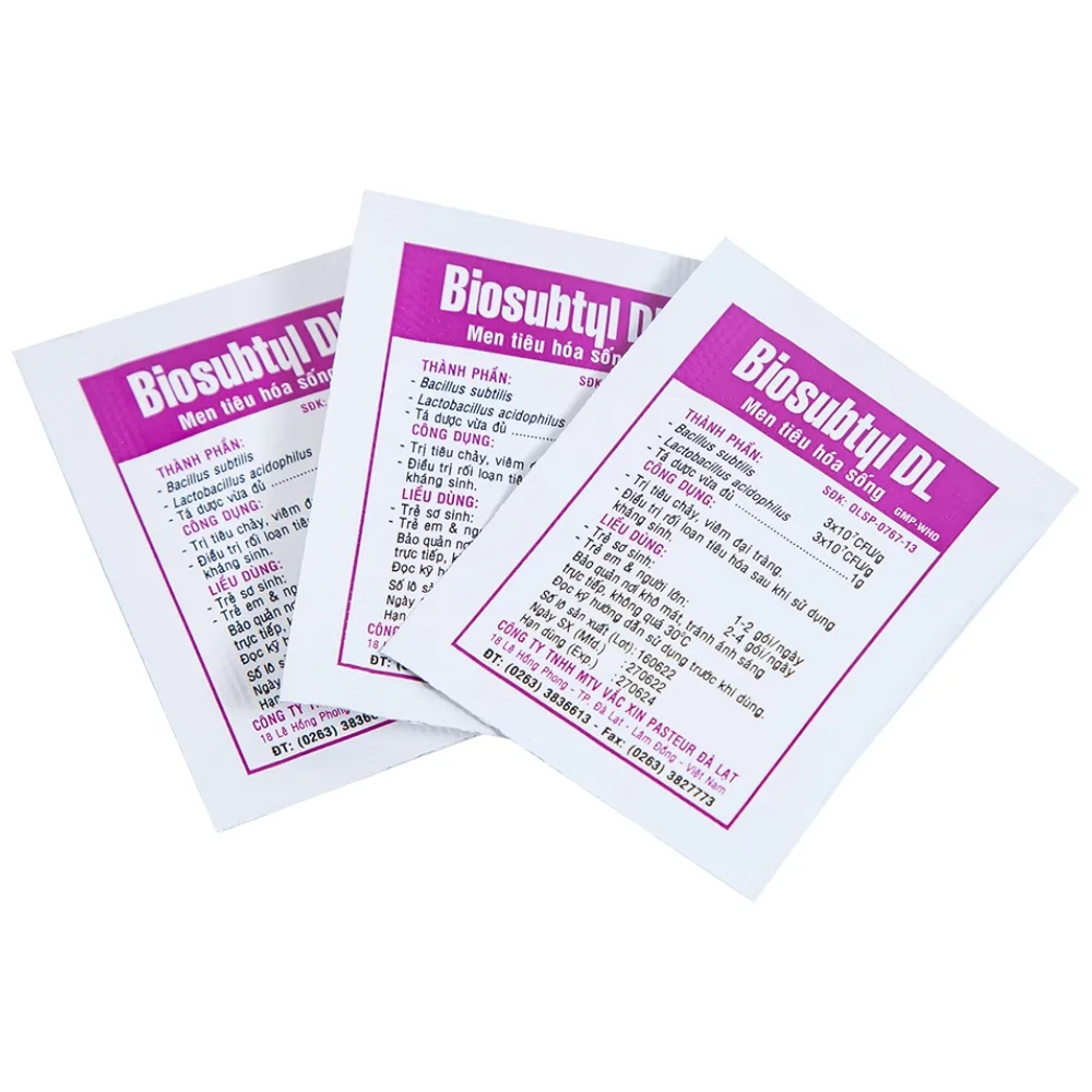 Hình ảnh Men tiêu hoá sống Biosubtyl DL Davac điều trị tiêu chảy, viêm đại tràng, rối loạn tiêu hoá (25 gói)
