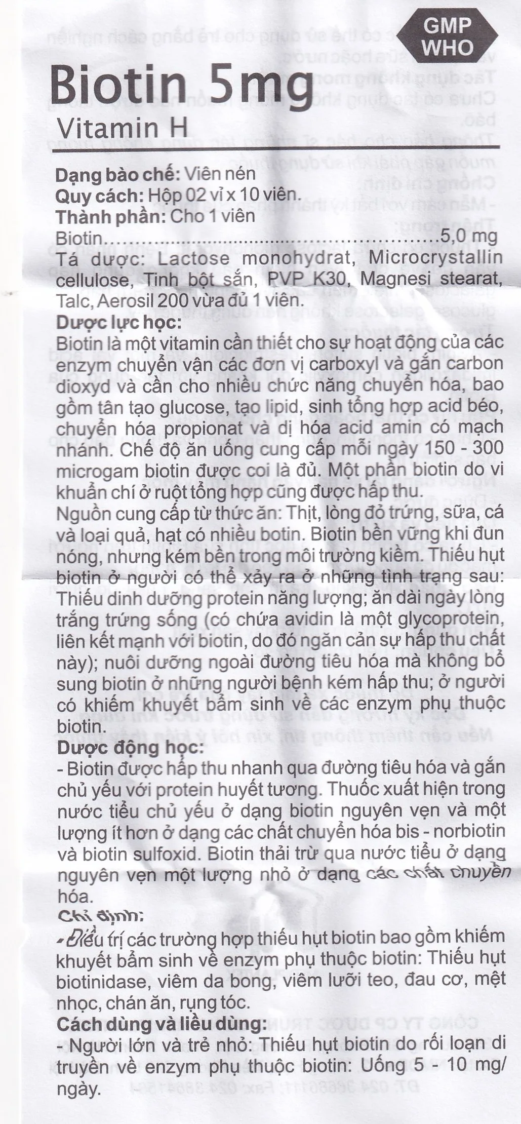 Hình ảnh Thuốc Biotin 5mg Mediplantex điều trị thiếu hụt biotin (2 vỉ x 10 viên)