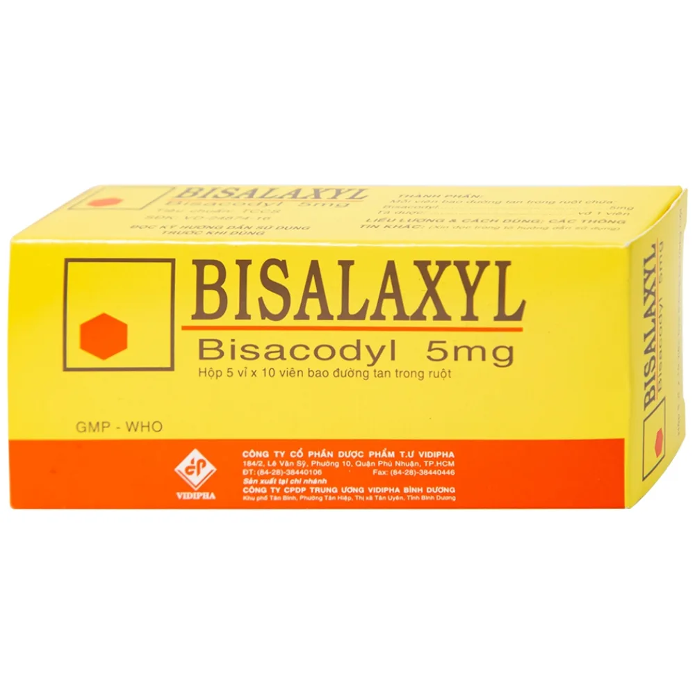 Hình ảnh Thuốc Bisalaxyl Vidipha điều trị táo bón (5 vỉ x 10 viên)