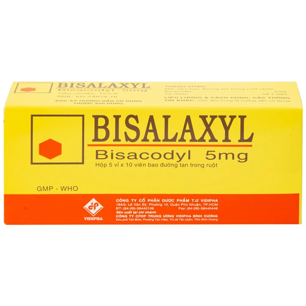 Hình ảnh Thuốc Bisalaxyl Vidipha điều trị táo bón (5 vỉ x 10 viên)