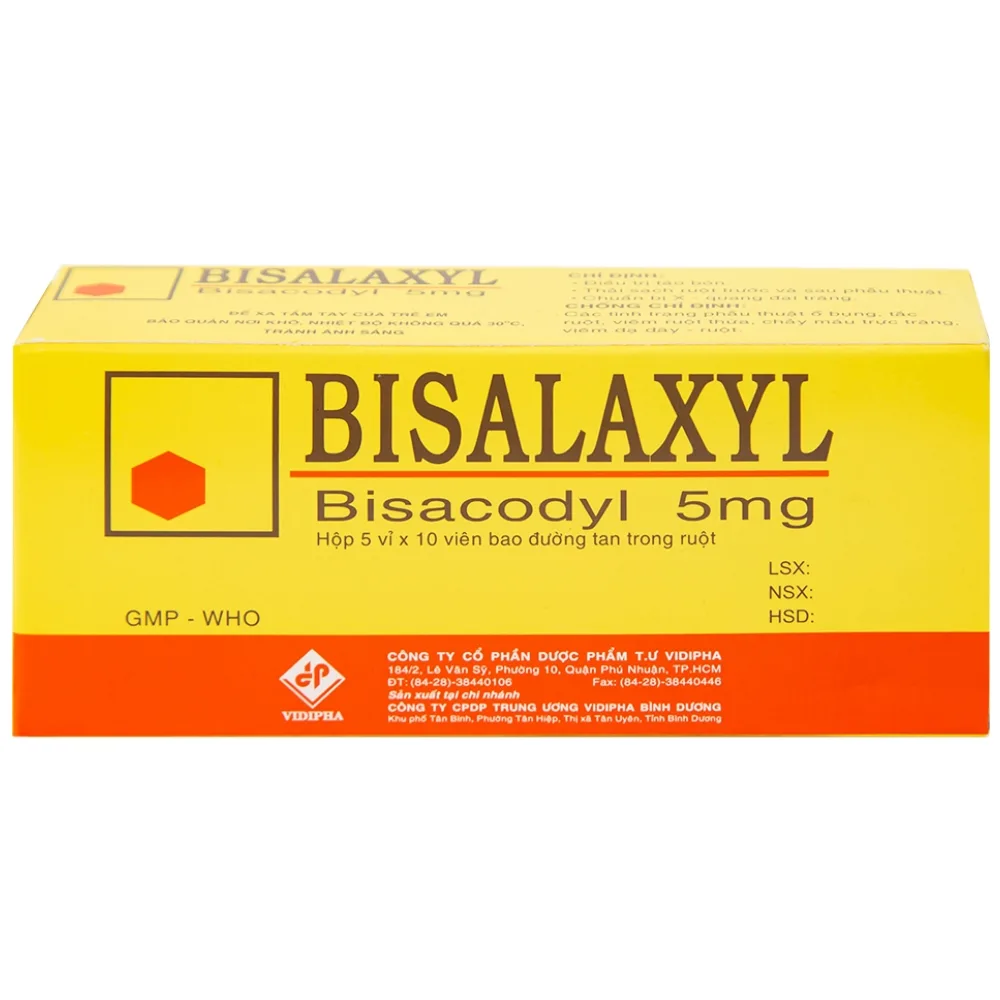 Hình ảnh Thuốc Bisalaxyl Vidipha điều trị táo bón (5 vỉ x 10 viên)