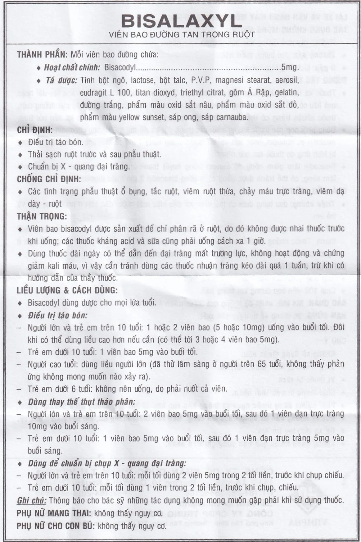 Hình ảnh Thuốc Bisalaxyl Vidipha điều trị táo bón (5 vỉ x 10 viên)