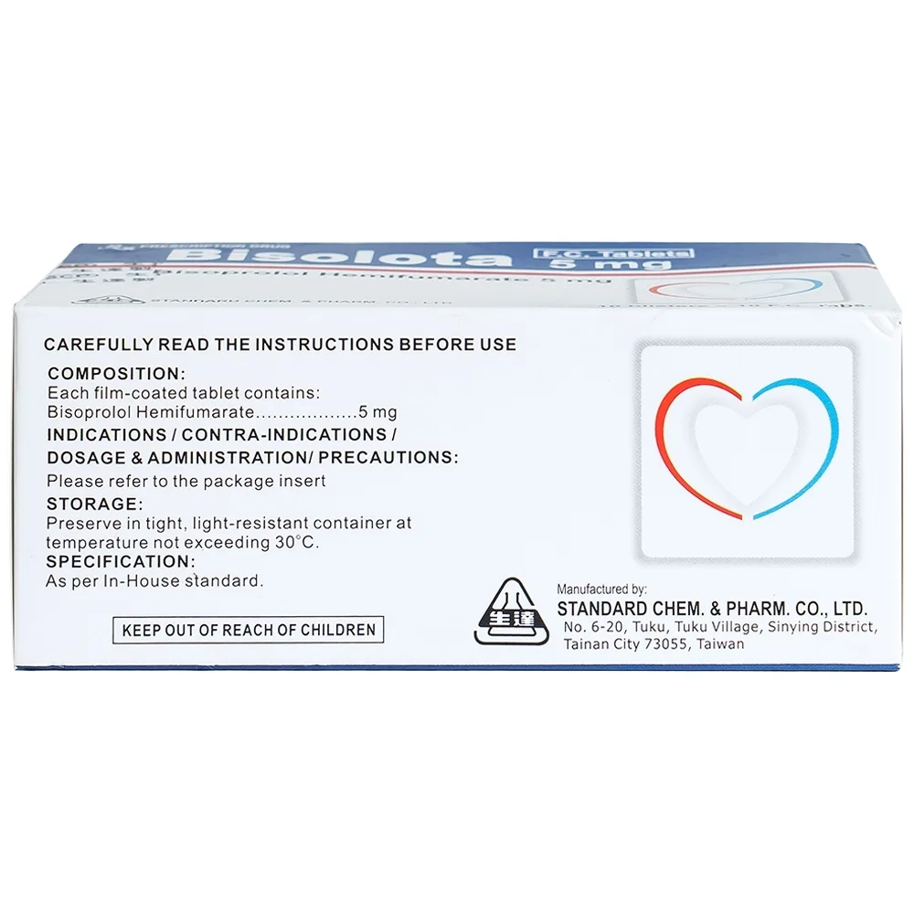 Hình ảnh Thuốc Bisolota 5mg điều trị cao huyết áp (10 vỉ x 10 viên)