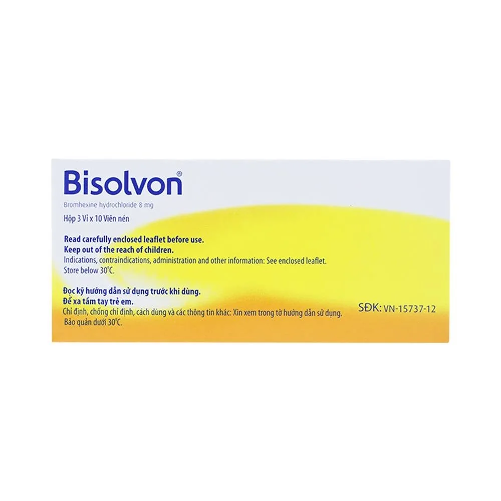 Hình ảnh Thuốc Bisolvon 8mg Boehringer làm loãng đờm, tiêu chất nhầy (3 vỉ x 10 viên)