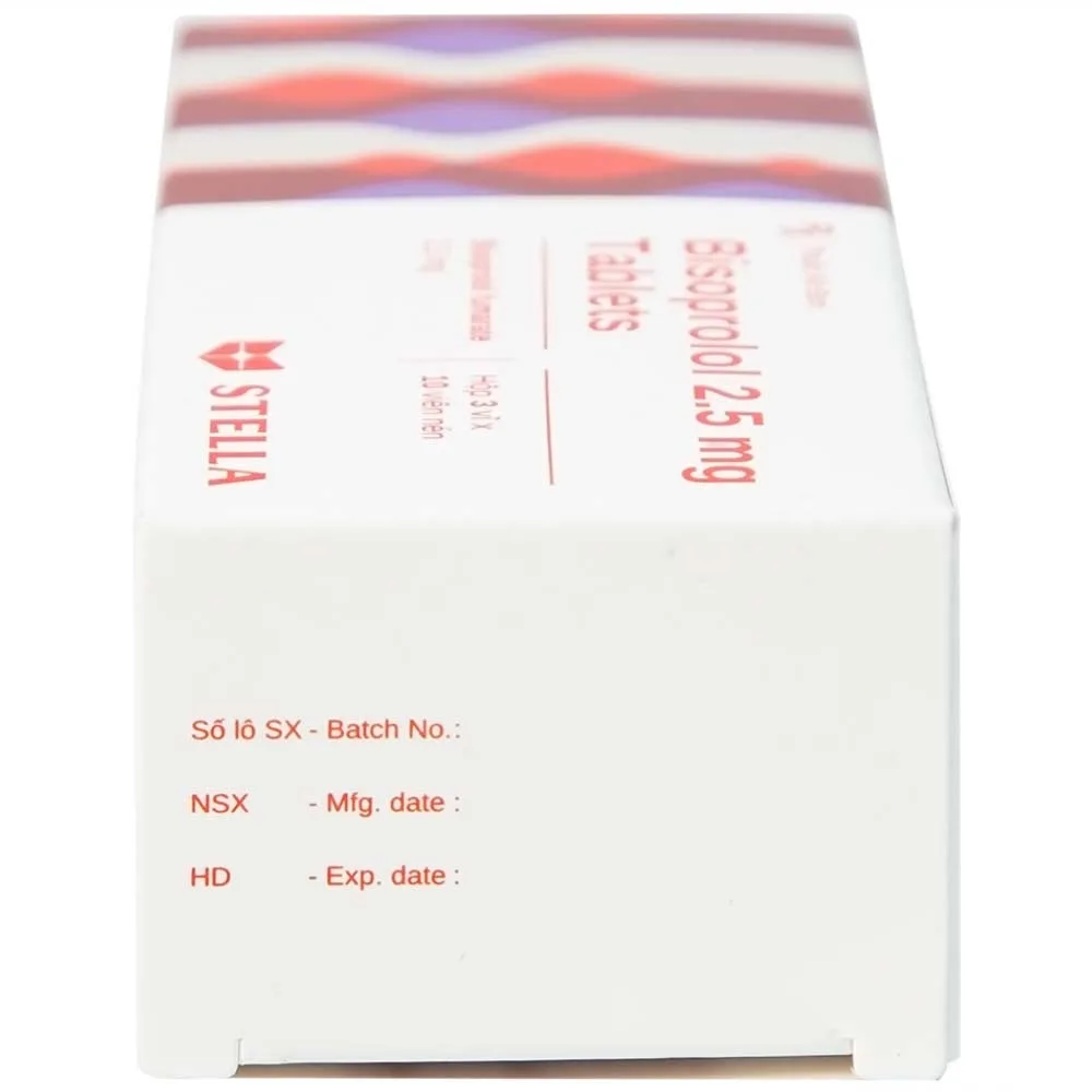 Hình ảnh Thuốc Bisoprolol 2.5mg Tablets Stella điều trị tăng huyết áp, đau thắt ngực mạn tính ổn định (3 vỉ x 10 viên)