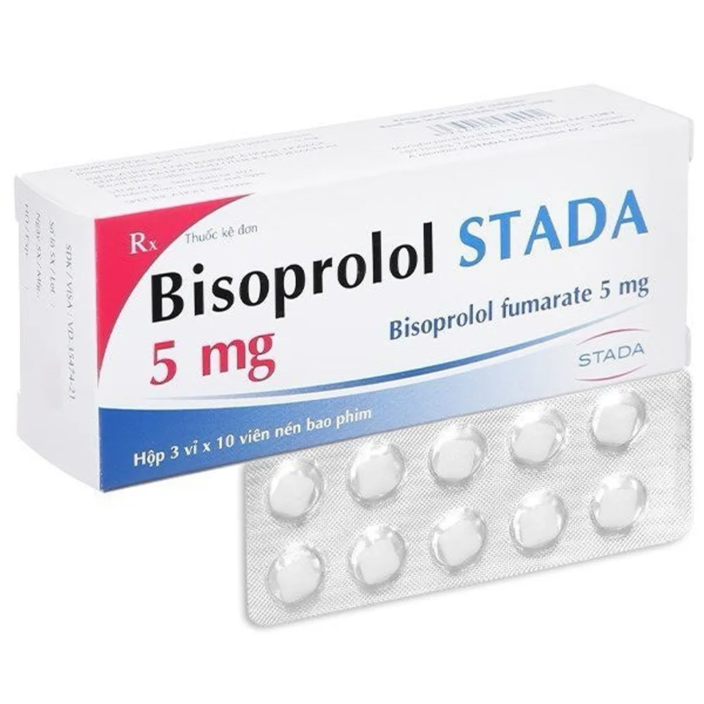 Hình ảnh Thuốc Bisoprolol Stada 5mg điều trị tăng huyết áp, đau thắt ngực (3 vỉ x 10 viên)