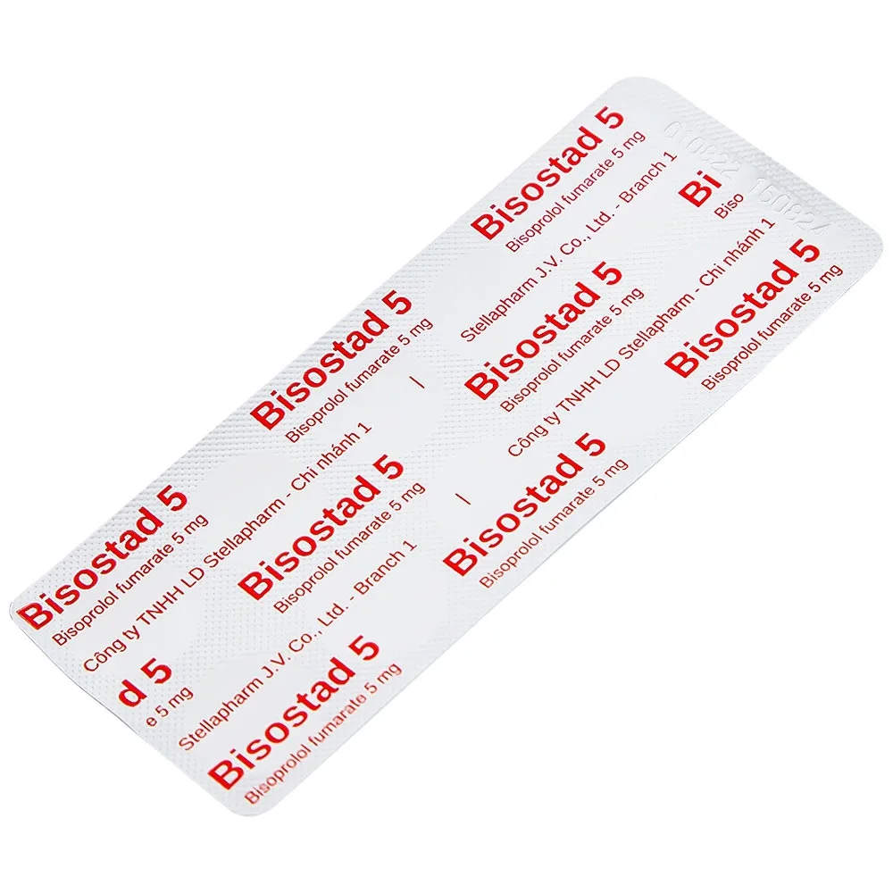 Hình ảnh Thuốc Bisostad 5 Stella điều trị tăng huyết áp và đau thắt ngực (3 vỉ x 10 viên)