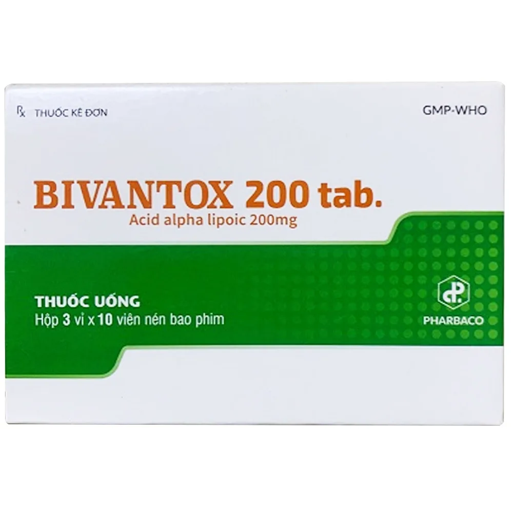 Hình ảnh Thuốc Bivantox 200 tab. Pharbaco điều trị đau dây thần kinh, rối loạn cảm giác ở người tiểu đường (3 vỉ x 10 viên) 
