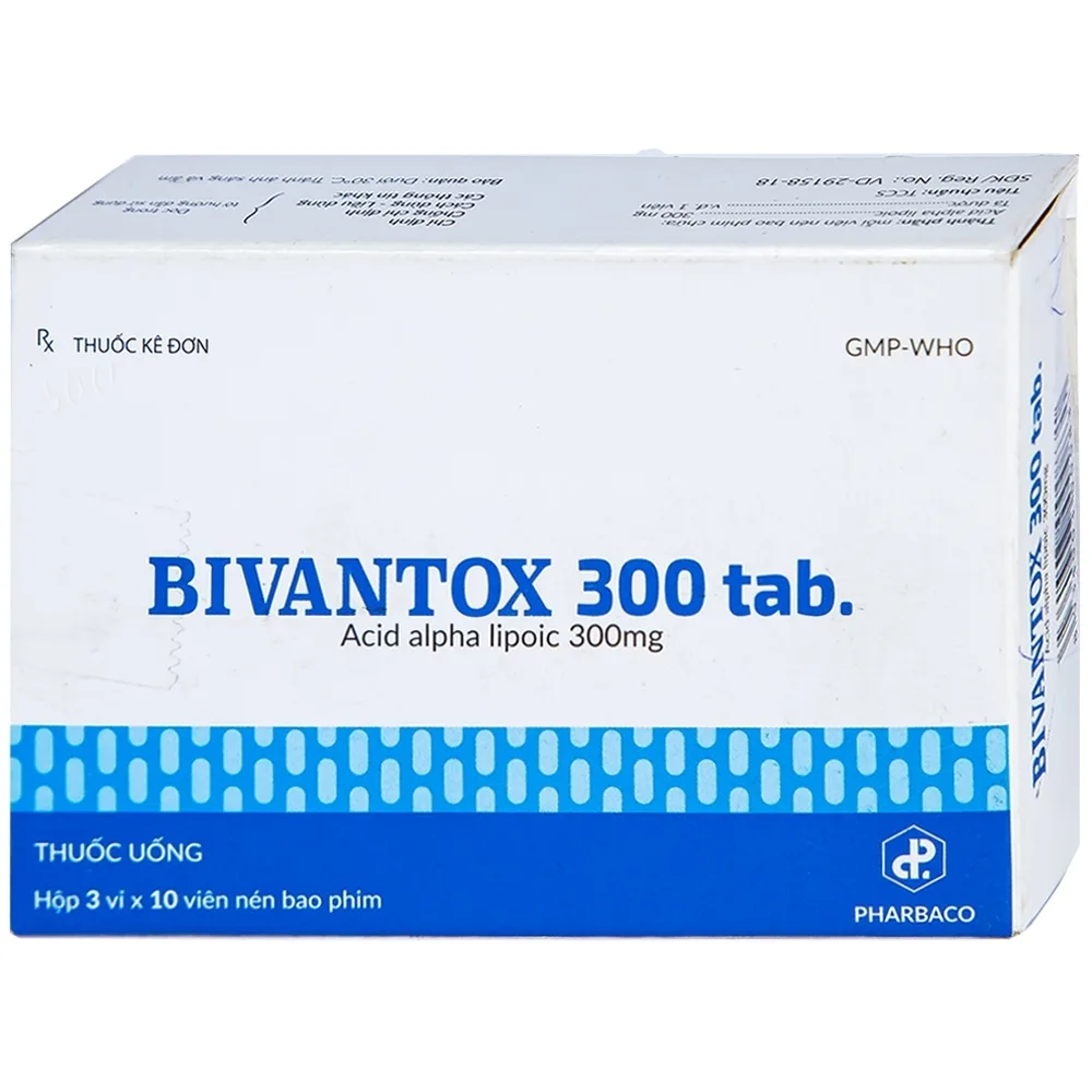 Hình ảnh Thuốc uống Bivantox 300 Pharbaco hỗ trợ điều trị rối loạn cảm giác ở những bệnh nhân đái tháo đường (3 vỉ x 10 viên)