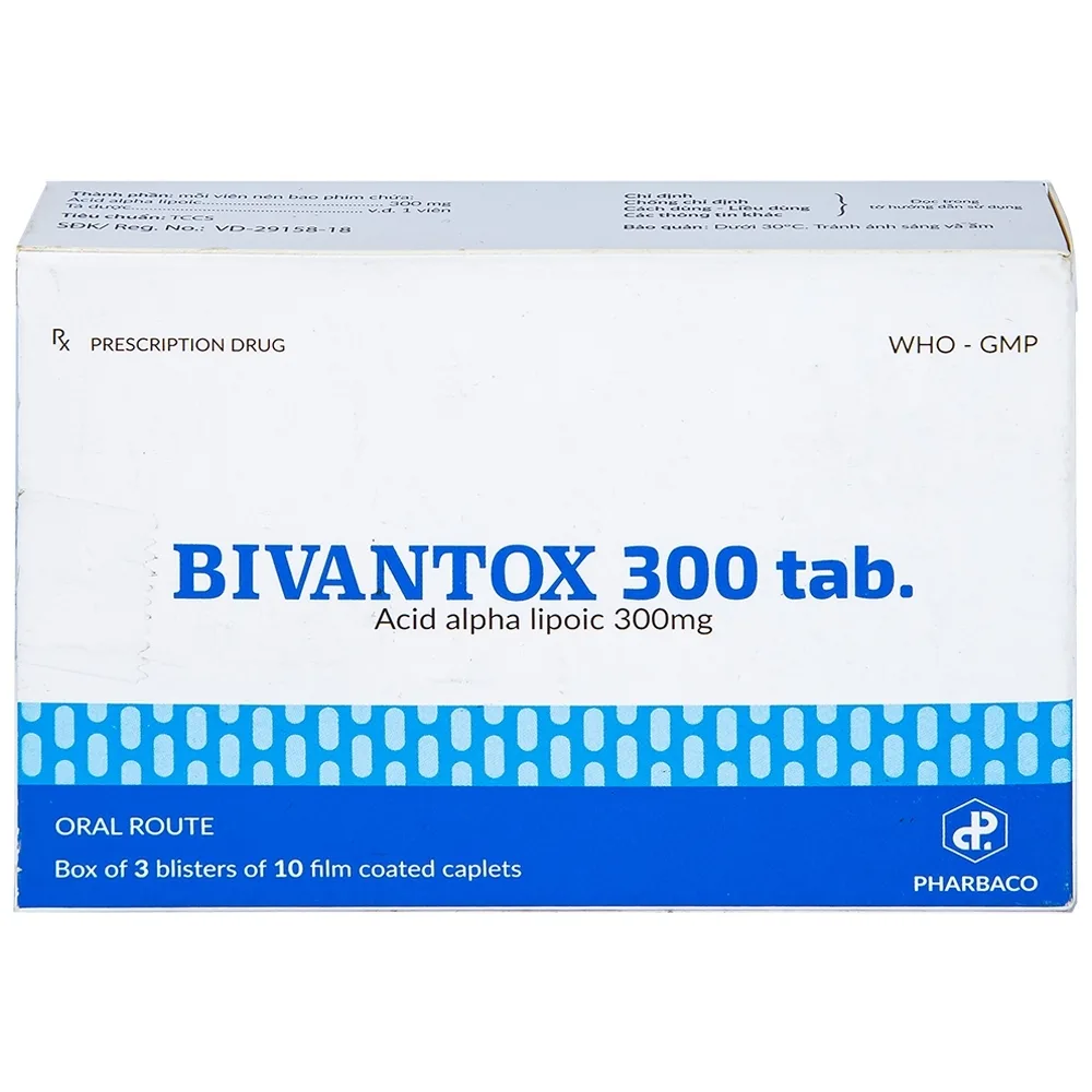 Hình ảnh Thuốc uống Bivantox 300 Pharbaco hỗ trợ điều trị rối loạn cảm giác ở những bệnh nhân đái tháo đường (3 vỉ x 10 viên)