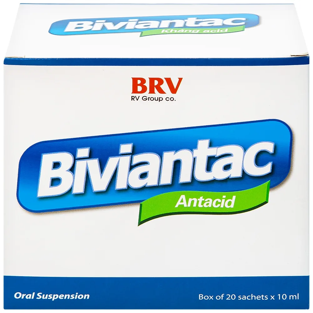 Hình ảnh Hỗn dịch uống Biviantac BRV điều trị triệu chứng ăn không tiêu, đầy hơi (20 gói x 10 ml)