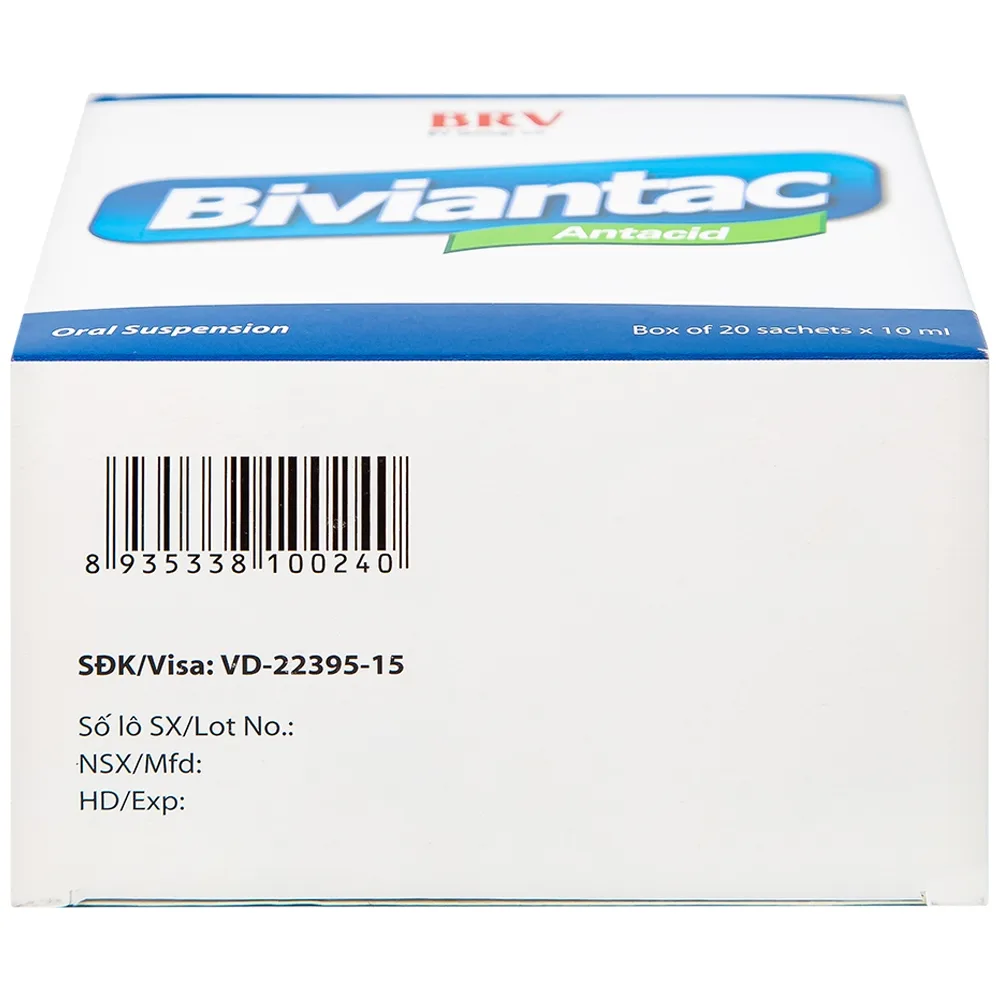 Hình ảnh Hỗn dịch uống Biviantac BRV điều trị triệu chứng ăn không tiêu, đầy hơi (20 gói x 10 ml)
