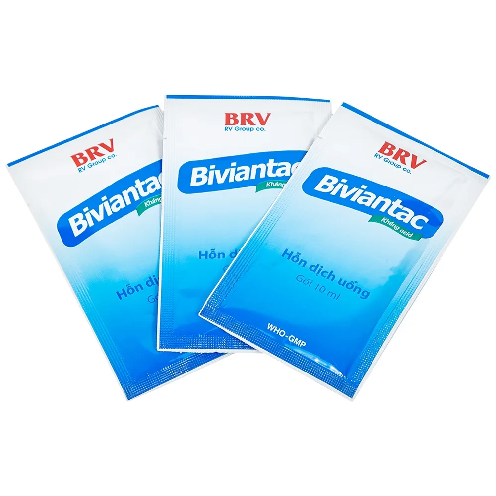 Hình ảnh Hỗn dịch uống Biviantac BRV điều trị triệu chứng ăn không tiêu, đầy hơi (20 gói x 10 ml)