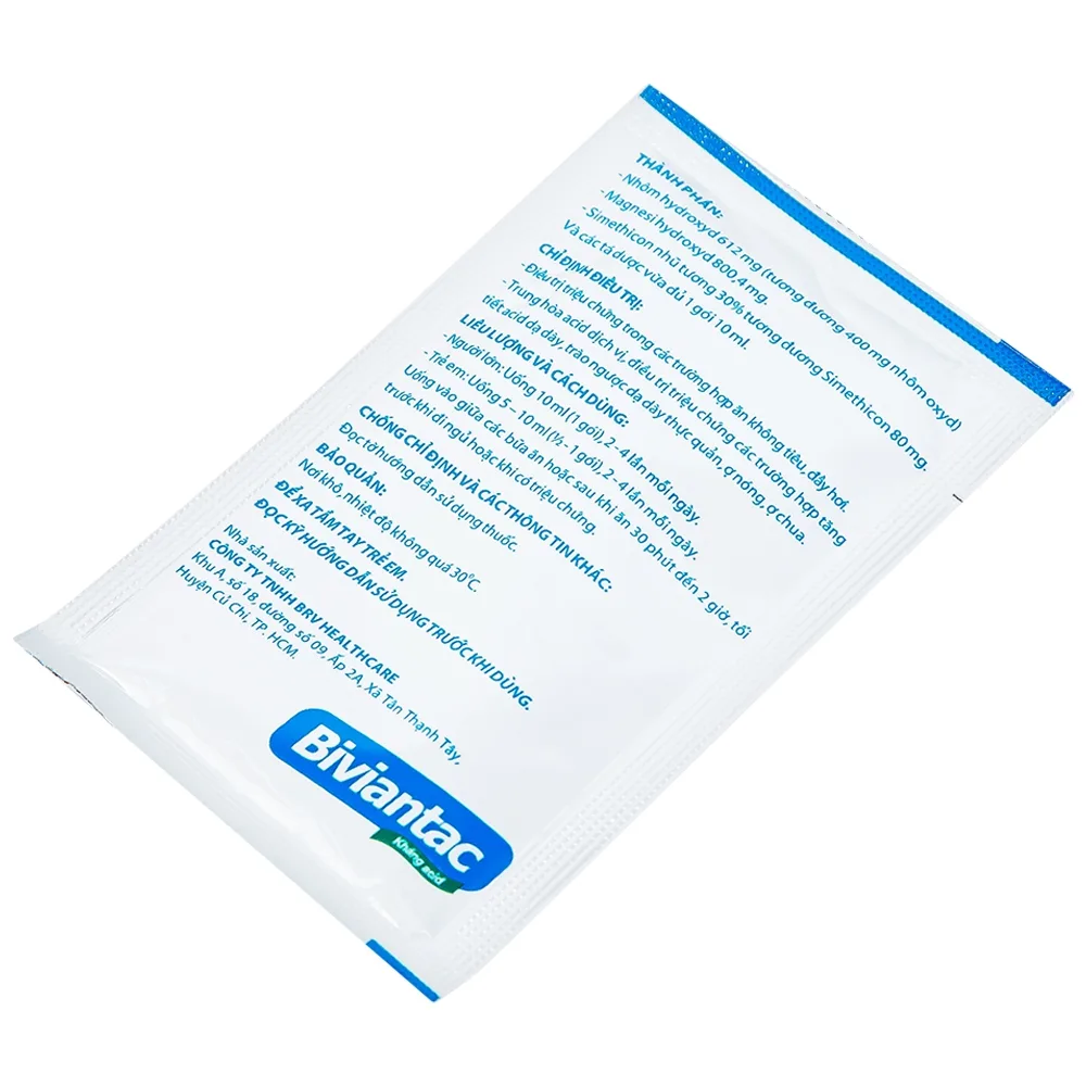 Hình ảnh Hỗn dịch uống Biviantac BRV điều trị triệu chứng ăn không tiêu, đầy hơi (20 gói x 10 ml)