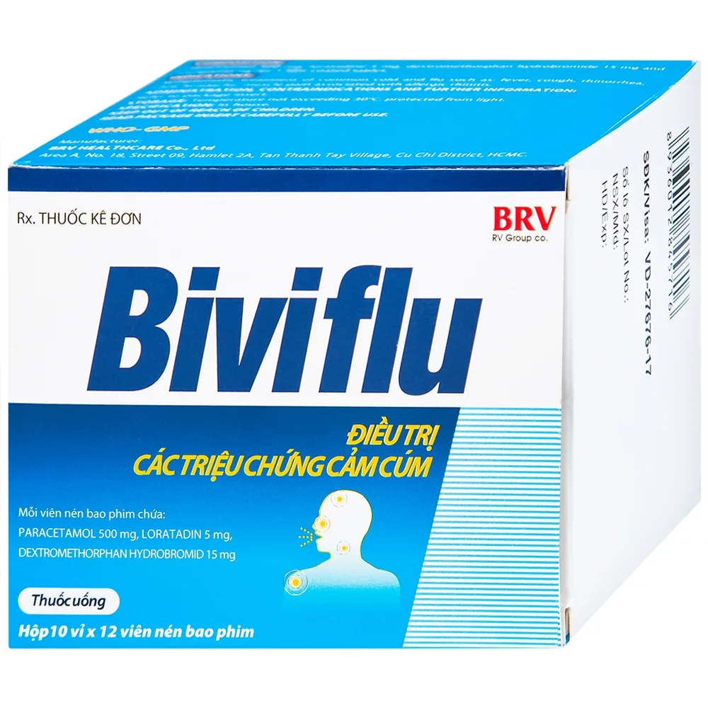 Hình ảnh Thuốc Biviflu BRV điều trị các triệu chứng cảm cúm (10 vỉ x 12 viên)
