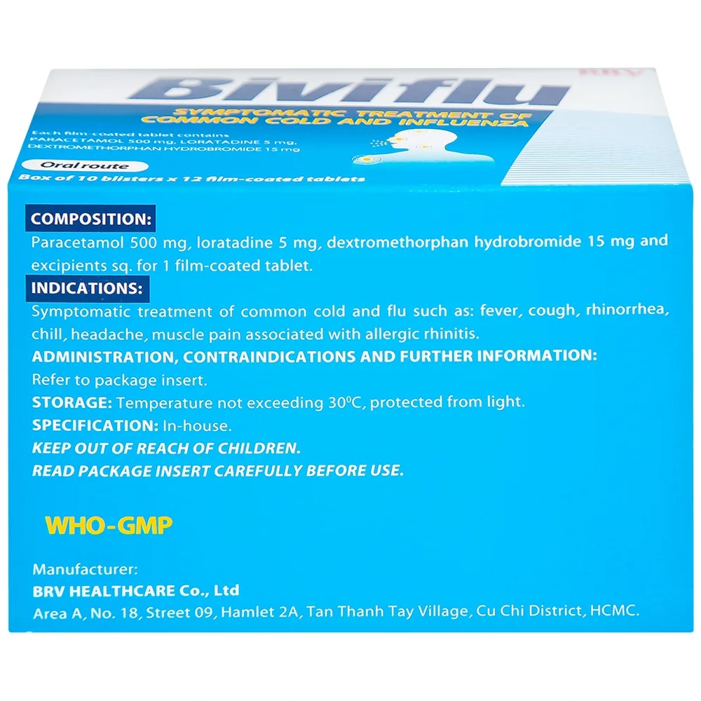Hình ảnh Thuốc Biviflu BRV điều trị các triệu chứng cảm cúm (10 vỉ x 12 viên)