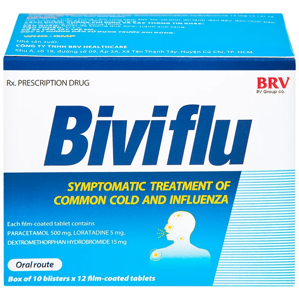 Hình ảnh Thuốc Biviflu BRV điều trị các triệu chứng cảm cúm (10 vỉ x 12 viên)