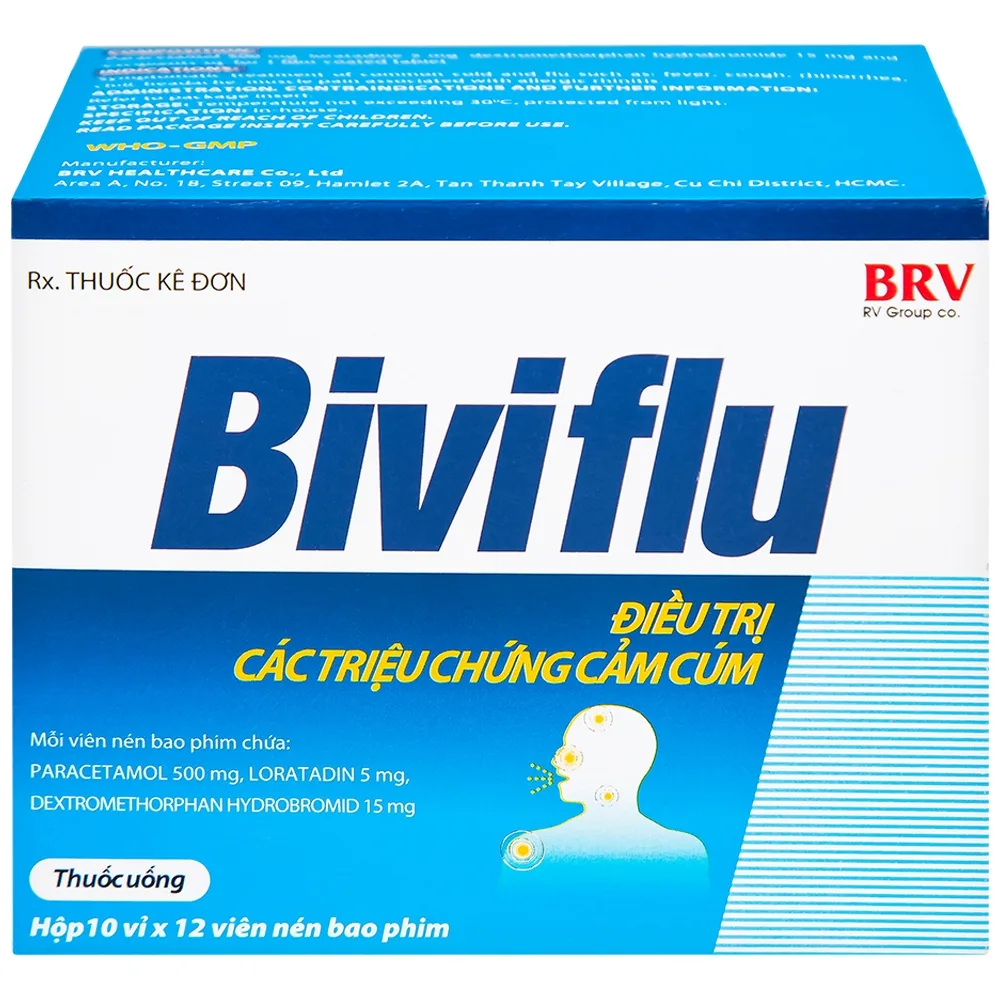 Hình ảnh Thuốc Biviflu BRV điều trị các triệu chứng cảm cúm (10 vỉ x 12 viên)