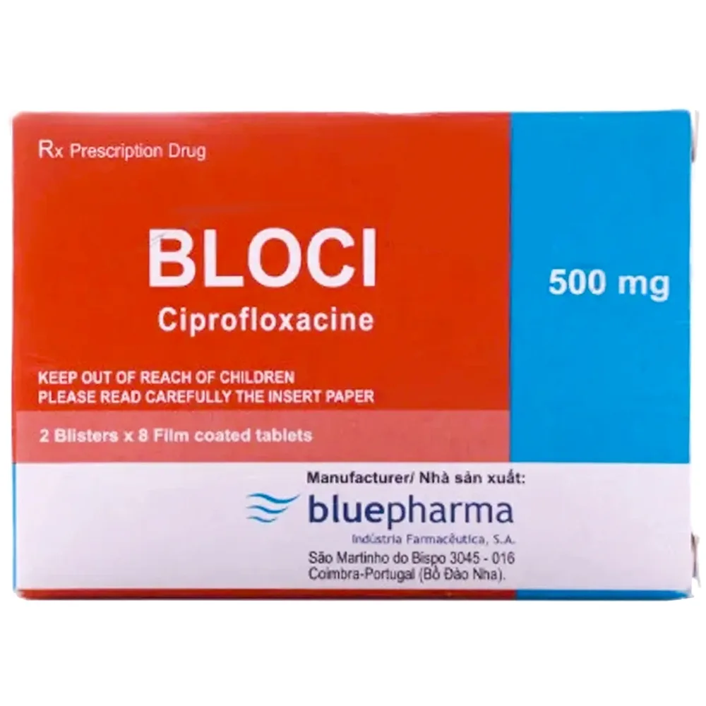 Hình ảnh Thuốc Bloci 500mg Bluepharma điều trị nhiễm khuẩn hô hấp, tai mũi họng, thận (2 vỉ x 8 viên)