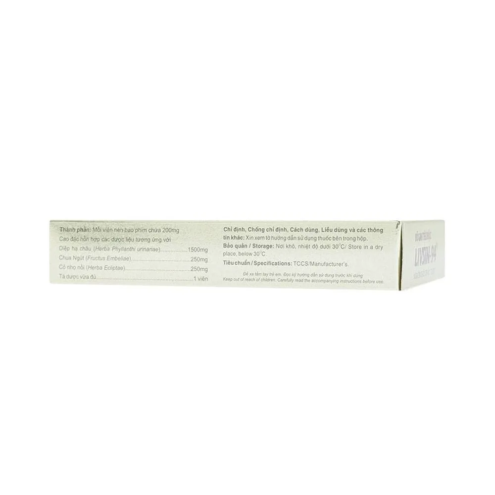 Hình ảnh Viên nén Livsin-94 Hà Tây điều trị viêm gan cấp và mãn tính, suy gan (2 vỉ x 20 viên)